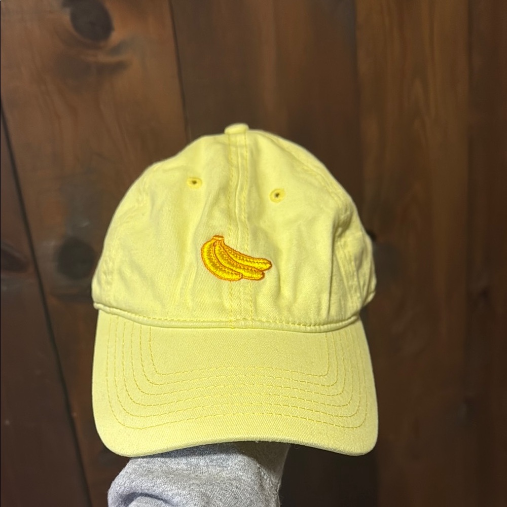 Yellow Baseball Cap with Banana Embroidery